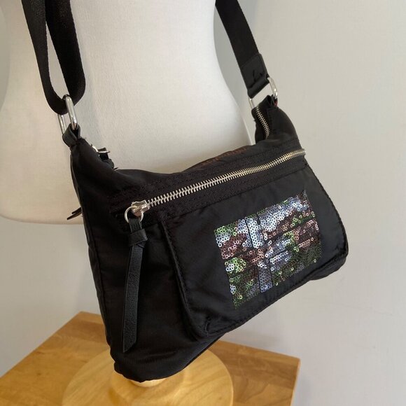 Napapijri Black Crossbody Bag With Sequined Front Pocket & Adjustable Strap - Picture 4 of 13
